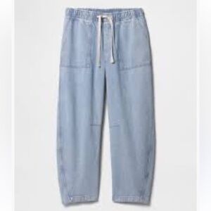 GAP Factory Light Blue Pull- on Barrel Jeans Sz large long